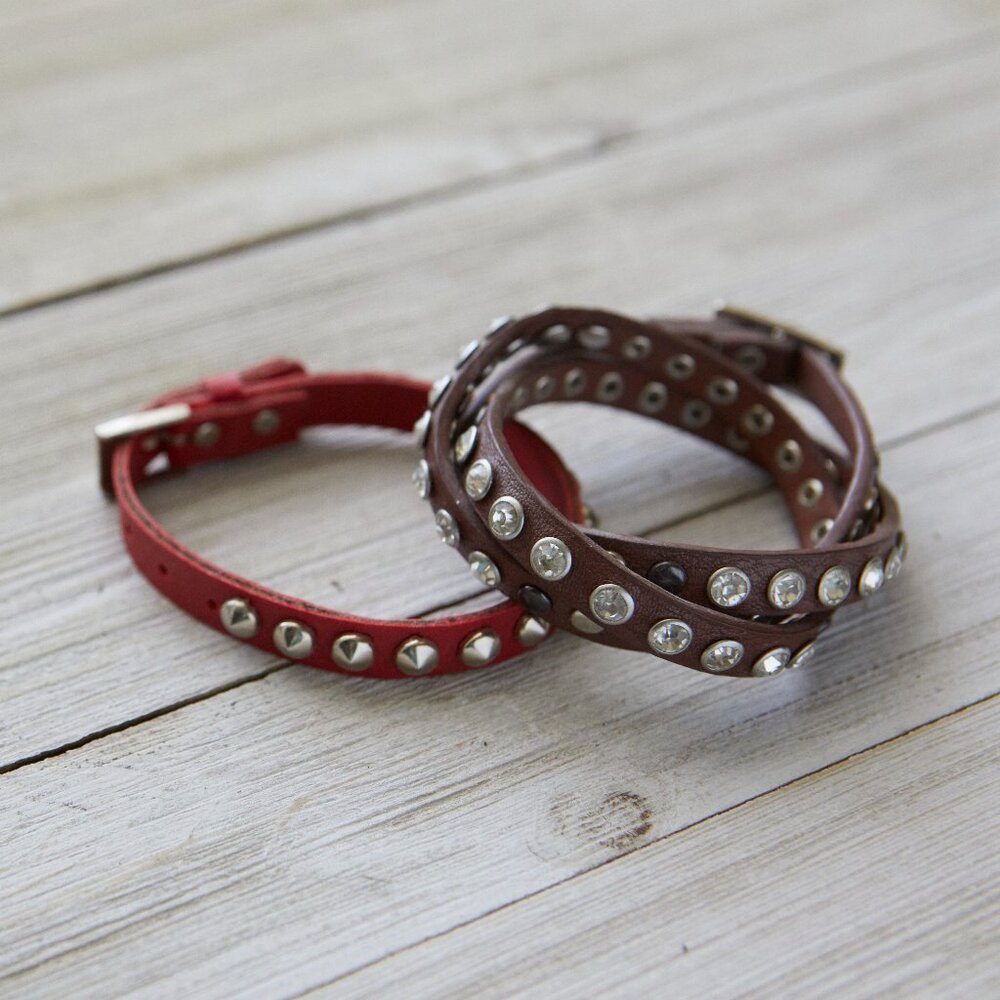 Brown + Red {faux} Leather Bracelet Set | Rock N Roll